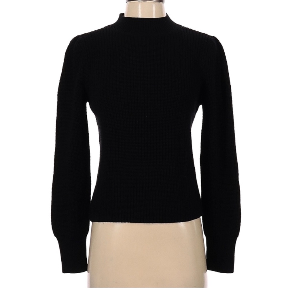 525 America Black Ribbed Mock Neck Sweater Size XS